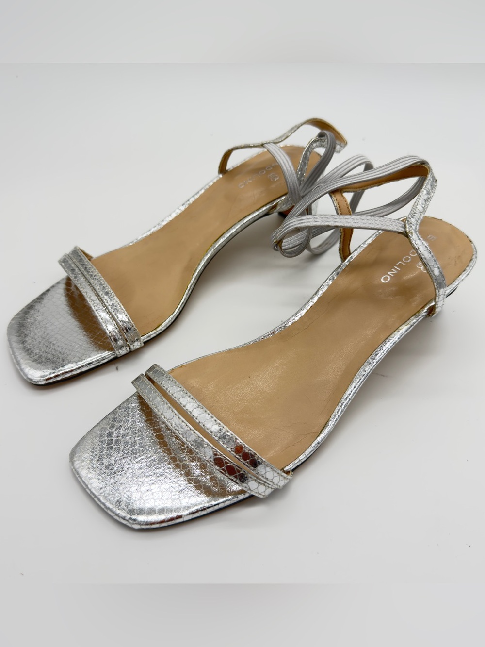 Metallic Silver Strappy Sandals - Women